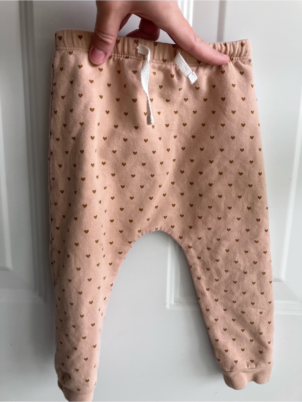 Quincy Mae tan heart pants 18-24 months